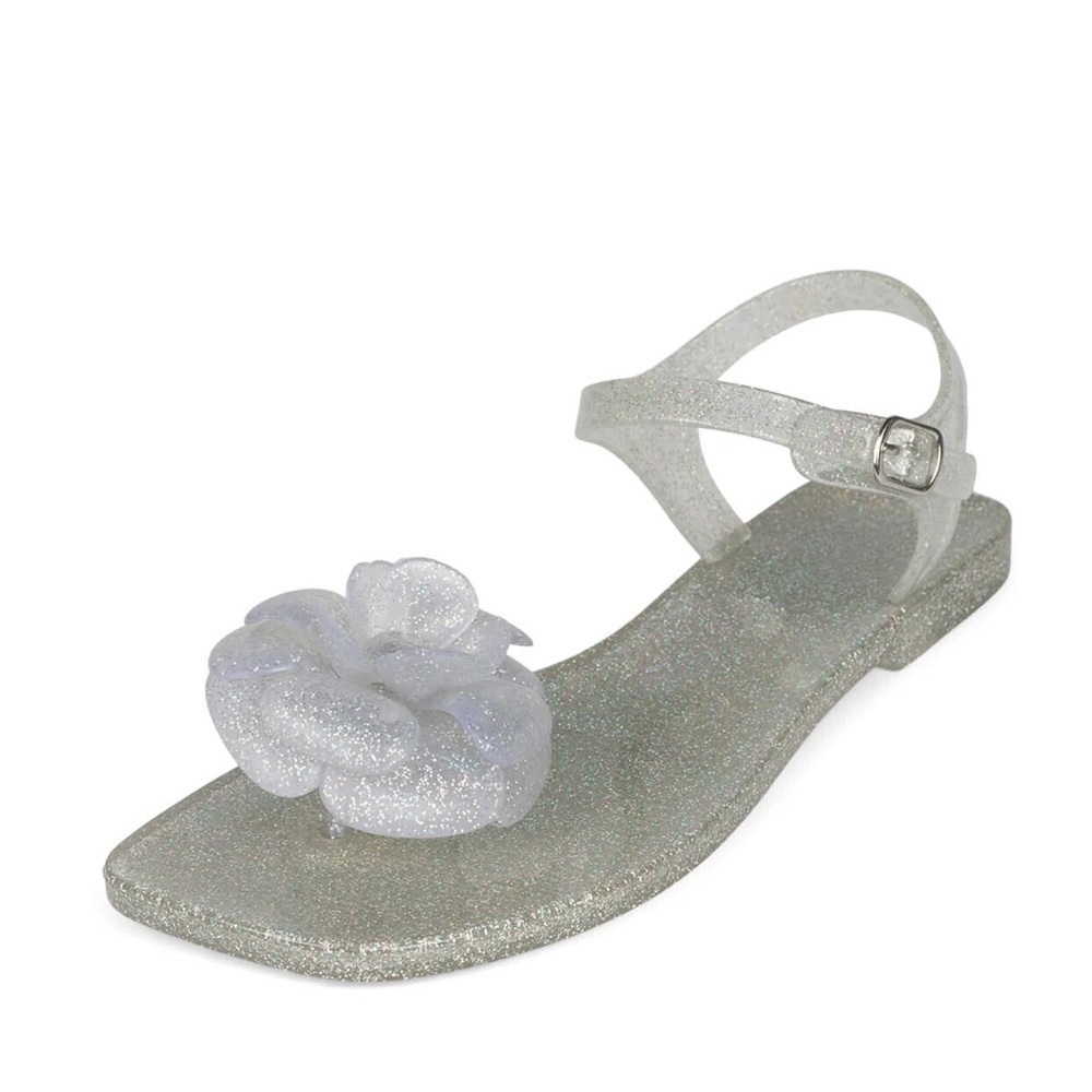Jeffrey Campbell Fleurisse Jelly Sandals Flower Clear Glitter